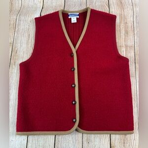Women’s Vintage Pendleton Red Virgin Wool Button Sweater Vest Medium